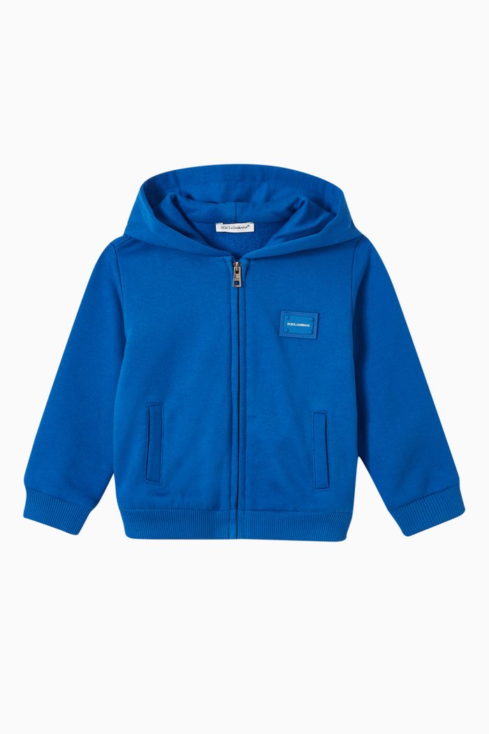 

Logo Badge Hoodie in Jersey, Blue