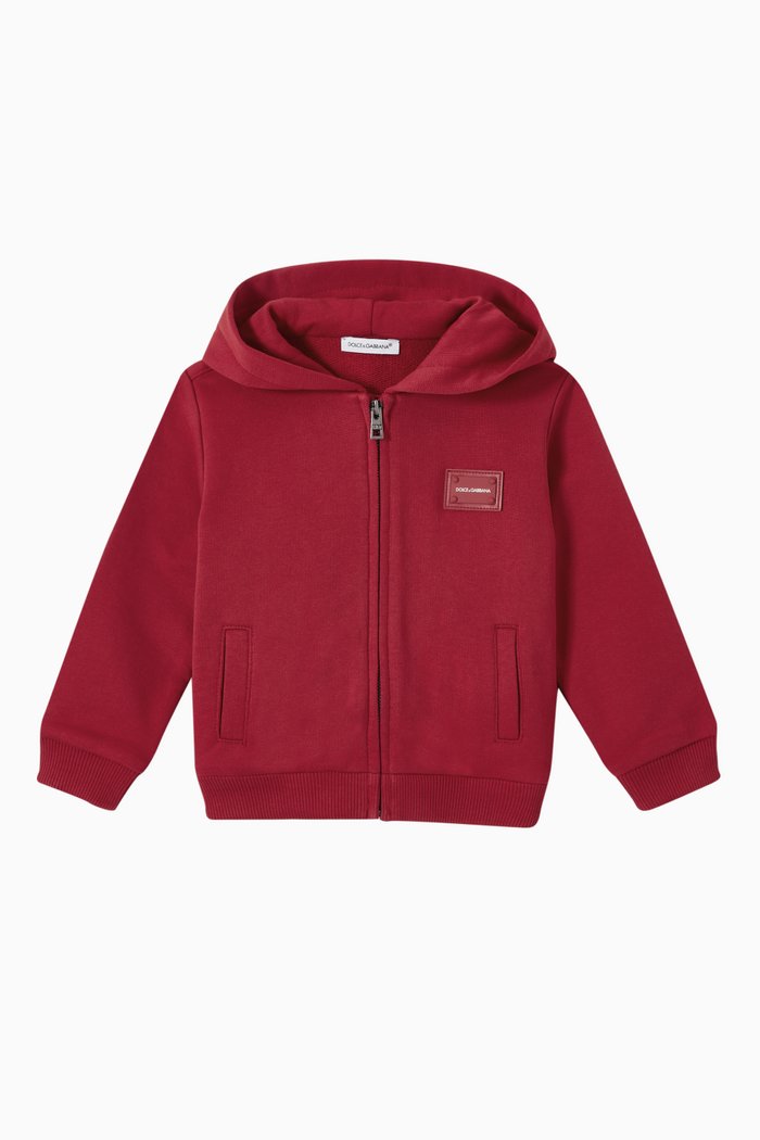 

Logo Badge Hoodie in Jersey, Red