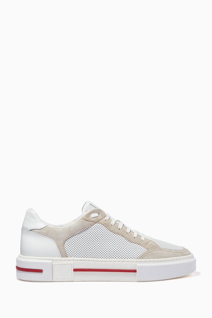 

Sneakers in Perforated Leather & Suede, White