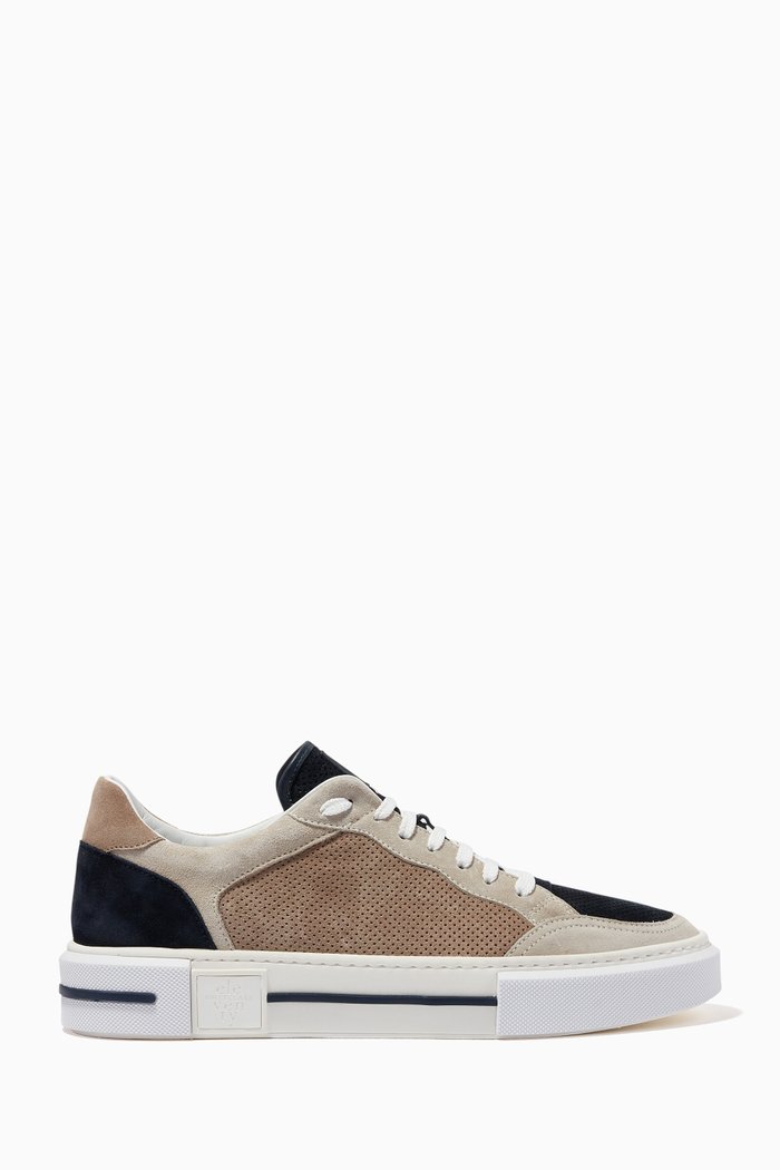 

Sneakers in Perforated Suede, Multicolour
