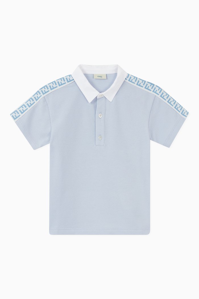 

Monogram Trim Polo Shirt in Cotton Piqué, Blue