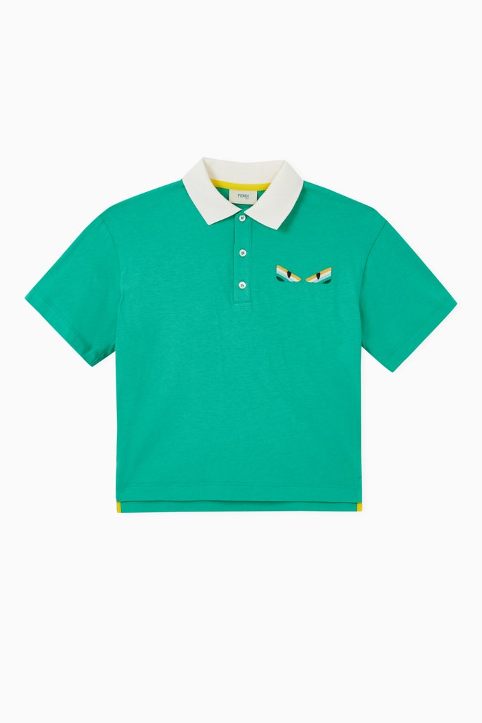 

Monster Eyes Cotton Polo Shirt, Green