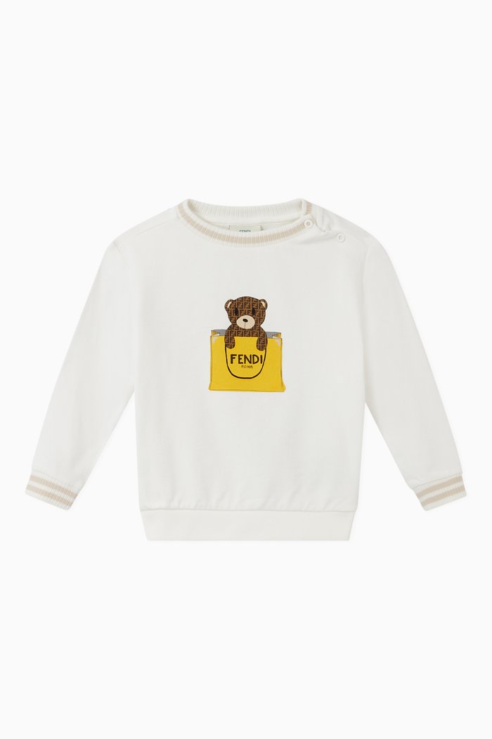 

Bear Print Sweatshirt in Cotton, White