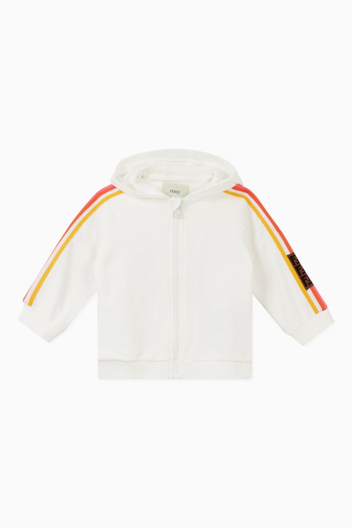 

Embroidered Trim Sweatshirt in Cotton, White