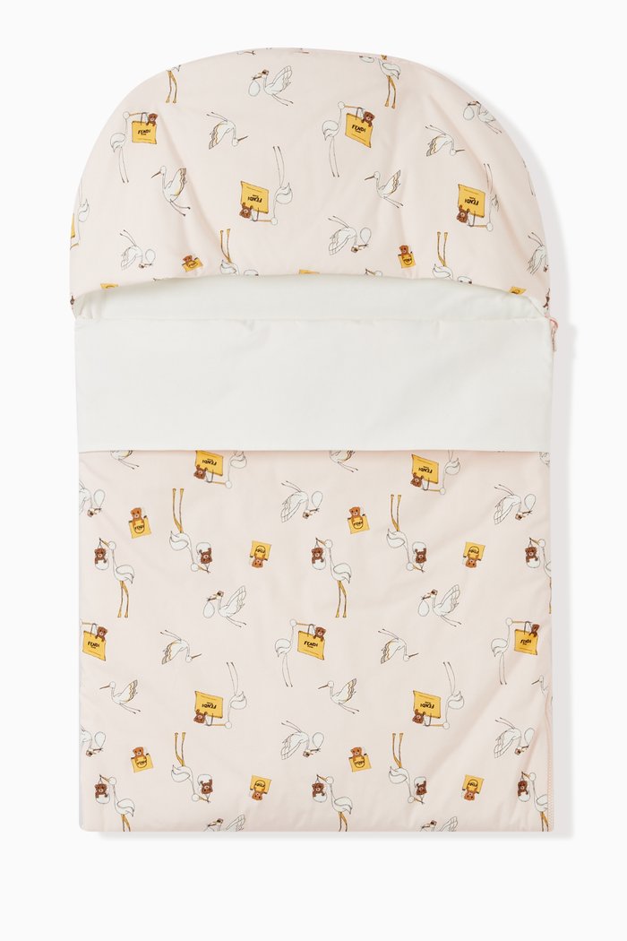 

Stork Print Sleeping Bag in Cotton Jersey, Pink