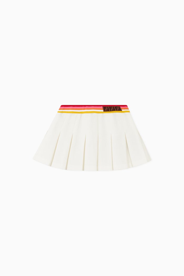 Pleated Skirt in Cotton, White