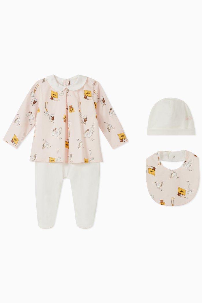 

Printed Cotton Romper, Set of 3, Pink