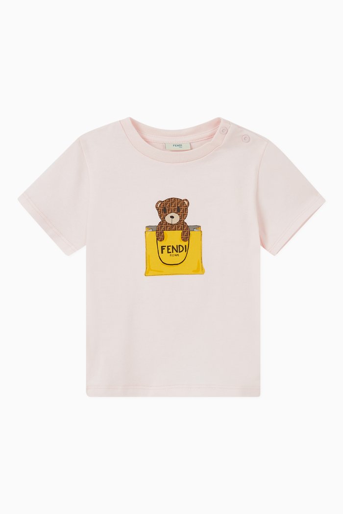 

Bear Print Cotton T-Shirt, Pink