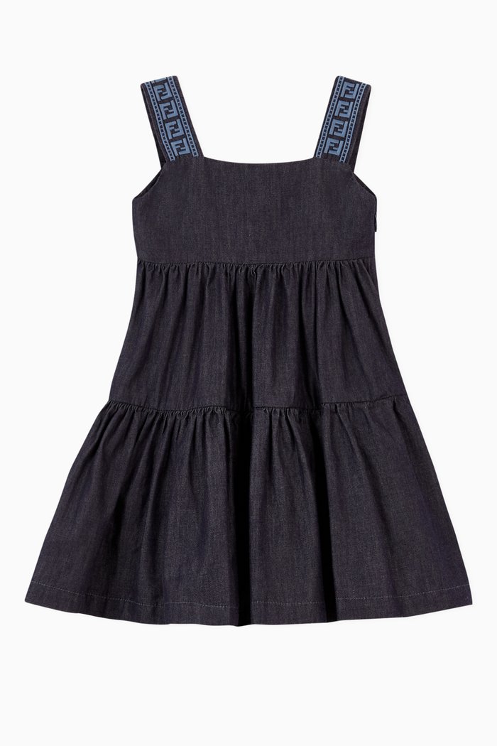 

Monogram Sleeve Dress in Cotton, Blue
