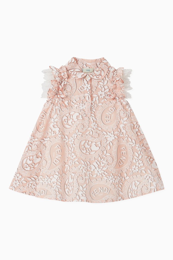 Paisley Logo Print Dress in Cotton, Pink