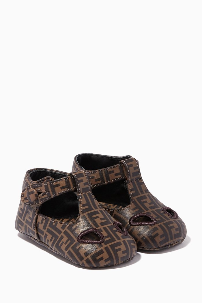 

FF Monogram Sandals in Leather, Brown
