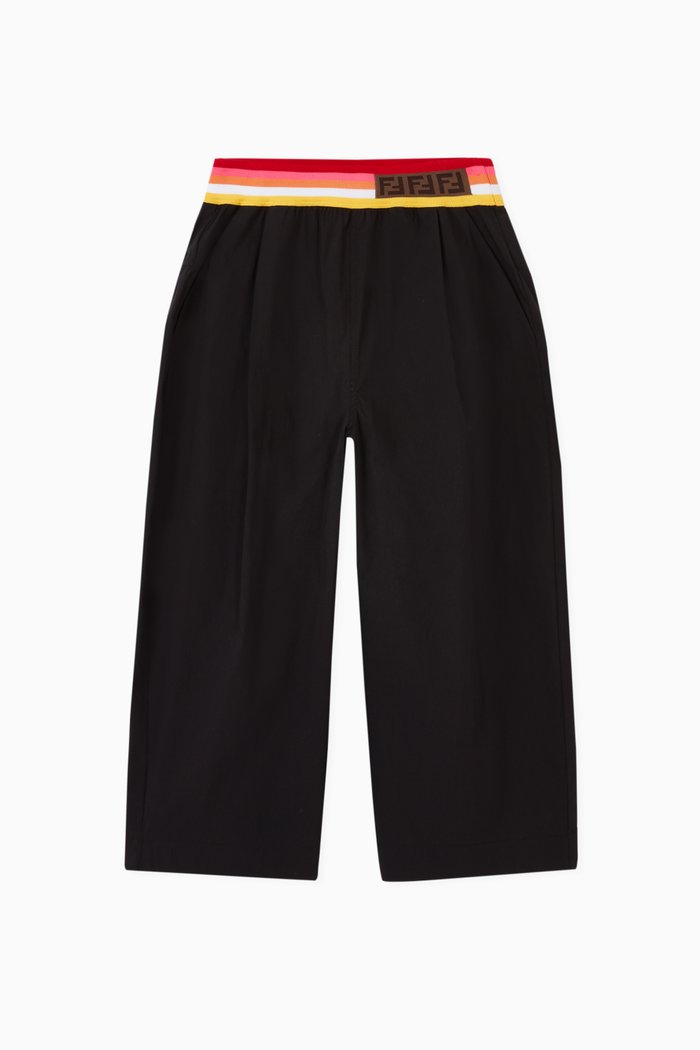

Striped Logo Cotton Trousers, Black