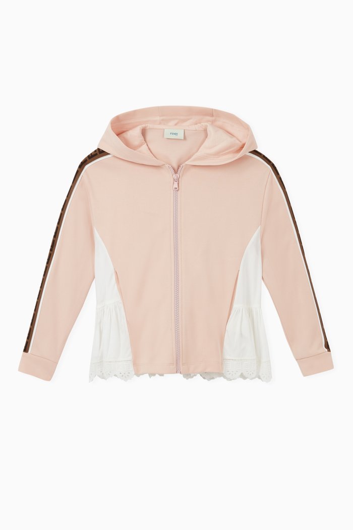 

FF Cotton and Lace Hoodie, Pink