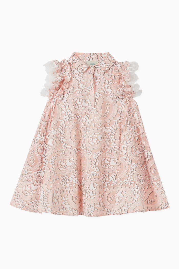 

Paisley Logo Print Dress in Cotton, Pink