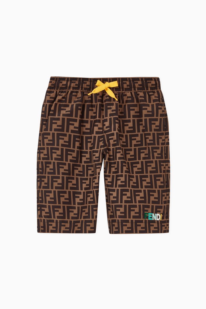 

Monogram Drawstring Swim Shorts, Brown