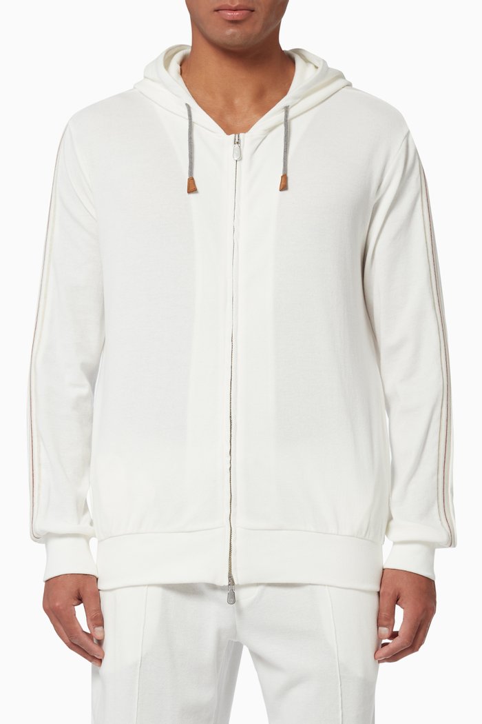 

Zip Up Sweatshirt in Japanese Fleece Jersey, White