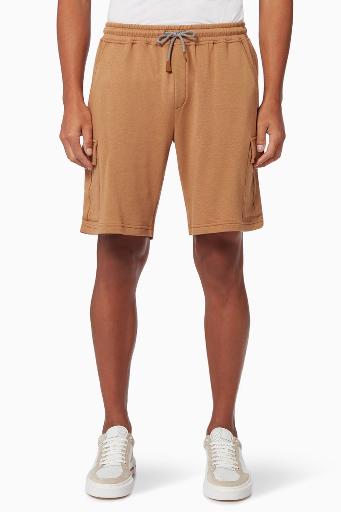 

Cargo Bermuda Shorts in Cotton Jersey, Brown