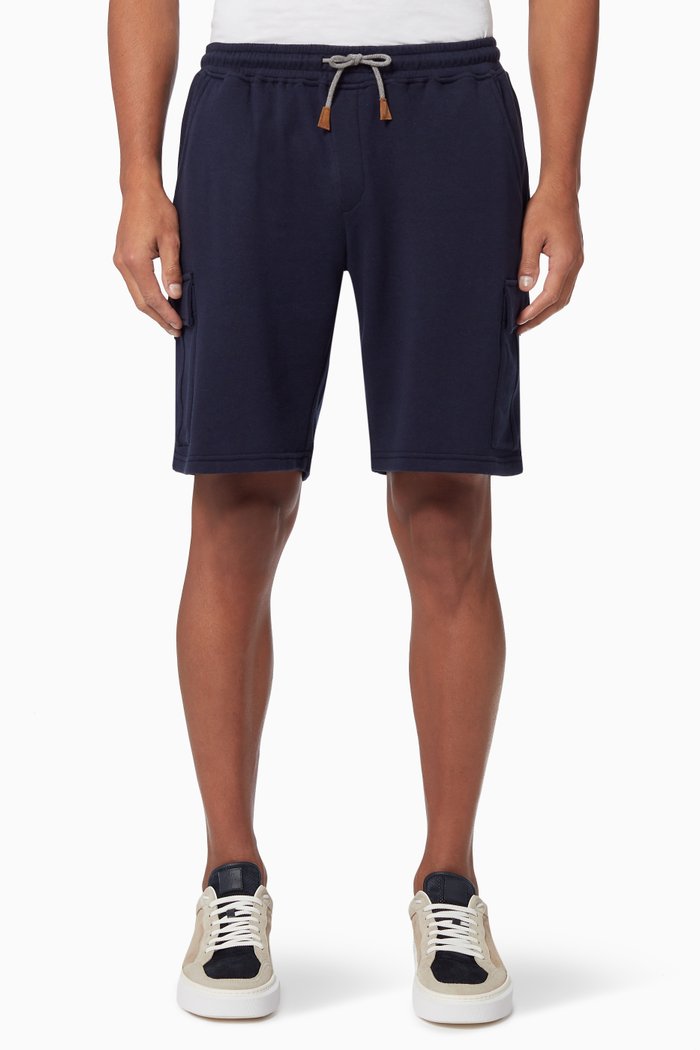 

Cargo Bermuda Shorts in Cotton Jersey, Blue