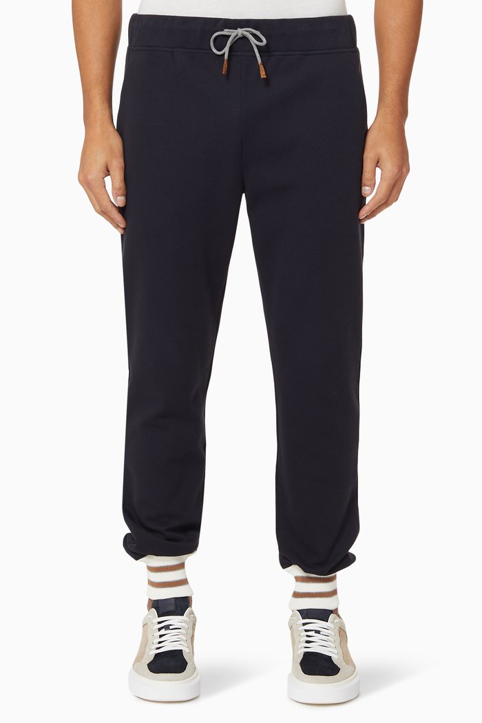 

Cotton Nylon Joggers with Contrast Hems, Blue
