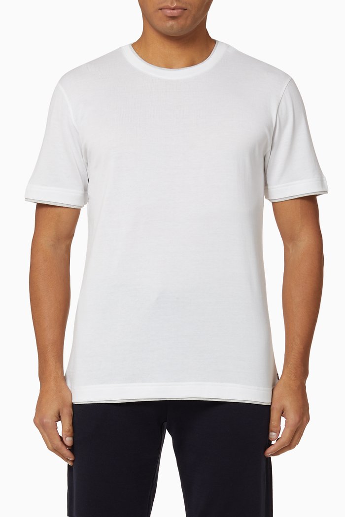 

Giza Cotton T-shirt with Contrast Inserts, White