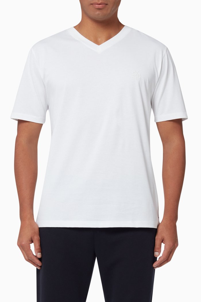 

V-neck T-shirt in Pima Cotton, White
