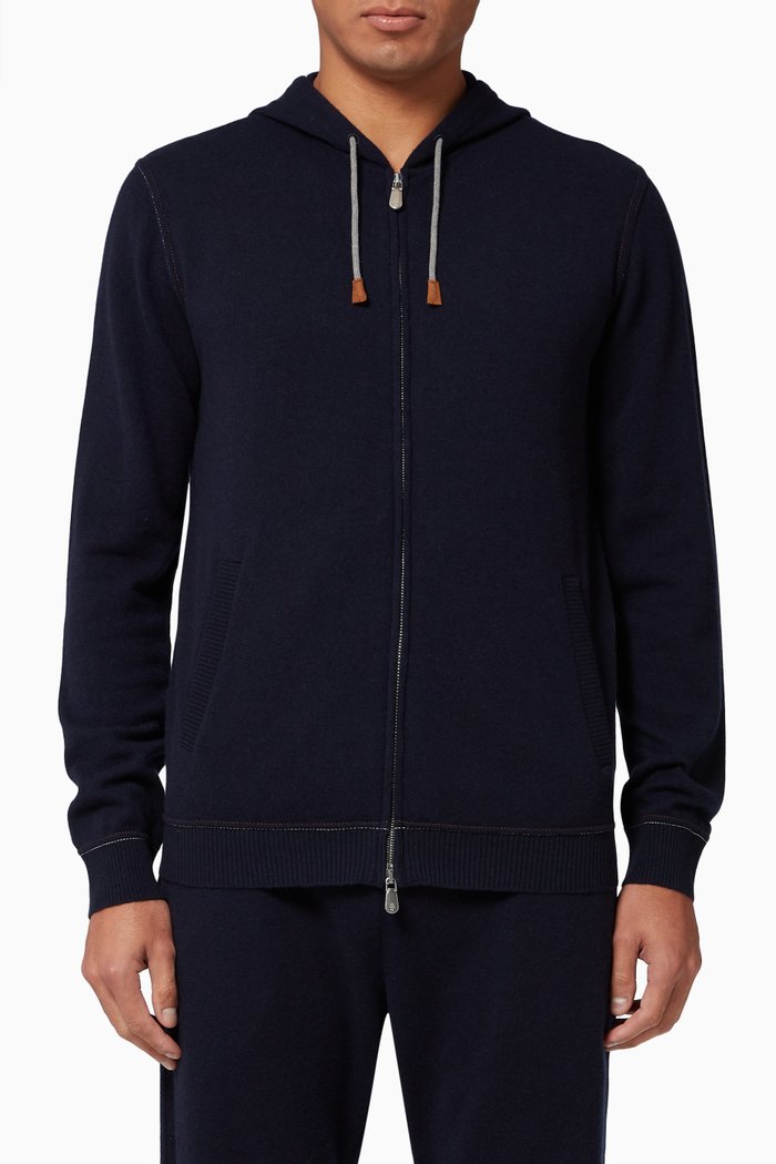 

Wool Cashmere Zip Up Jumper, Blue