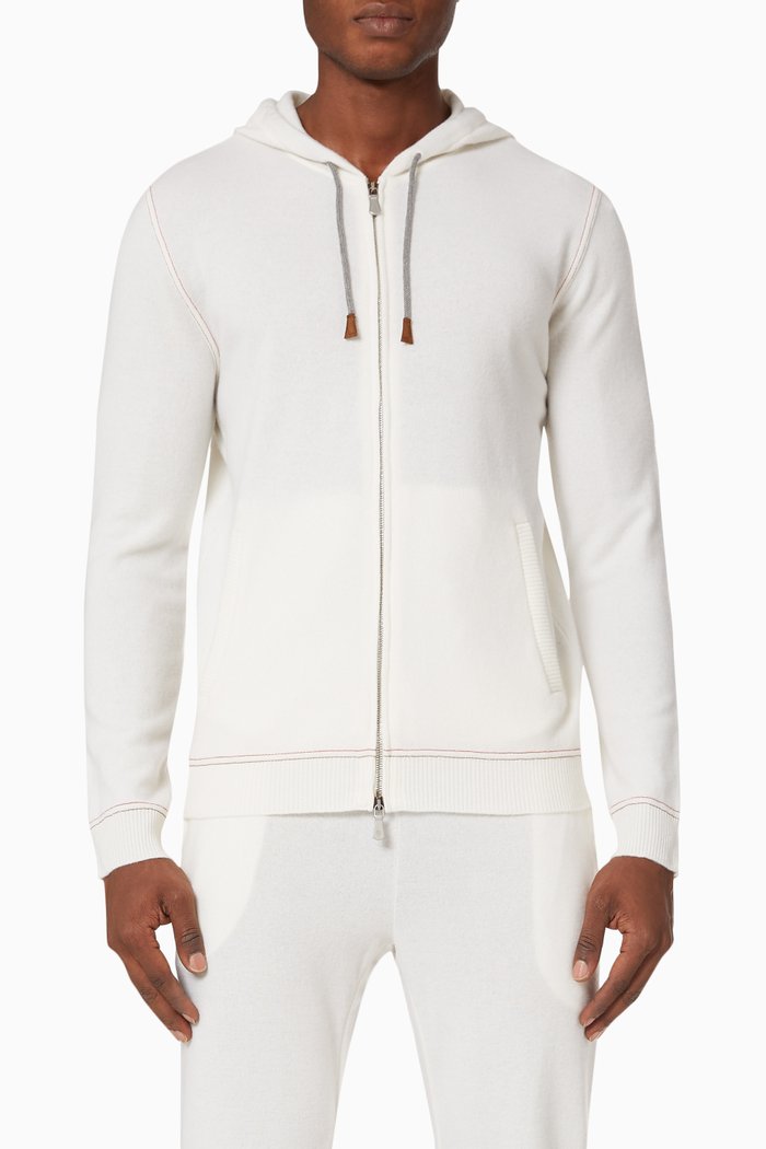 

Wool Cashmere Zip Up Jumper, Neutral