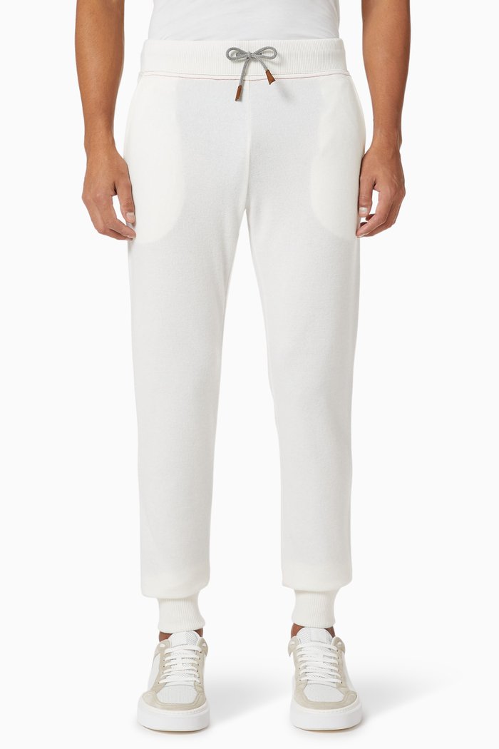 Wool Cashmere Jogger Pants, Neutral