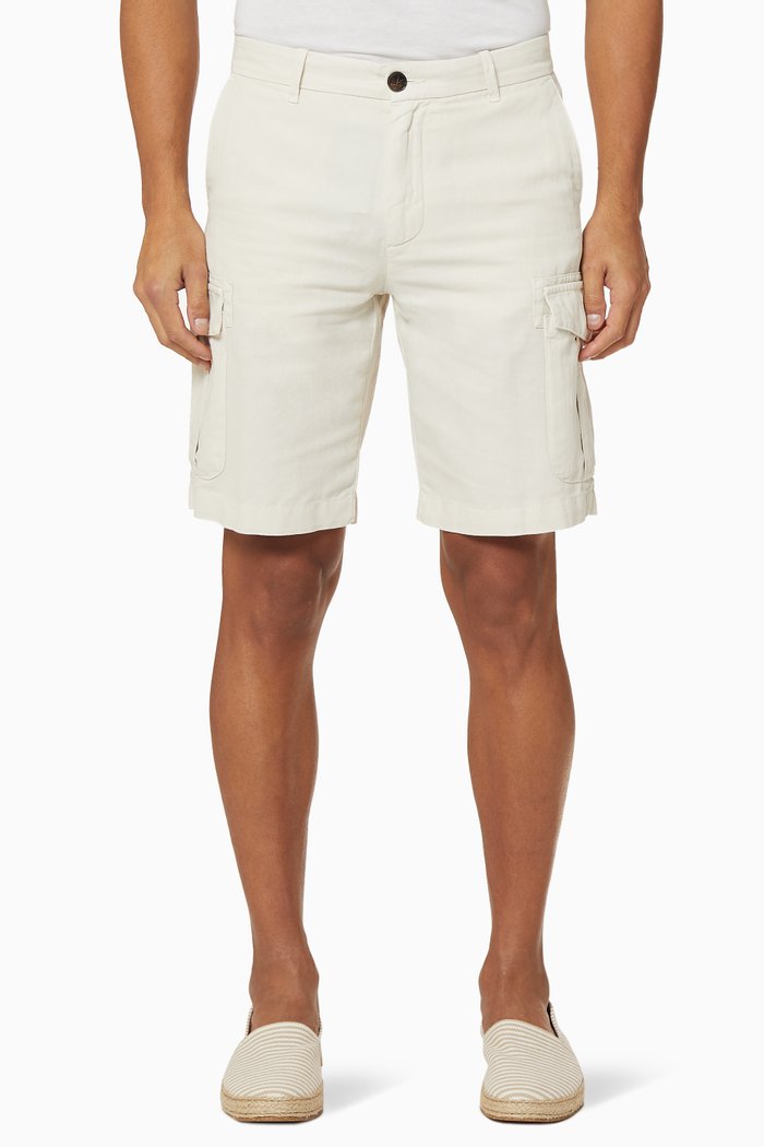 

Cotton Linen Bermuda Cargo Shorts, Green