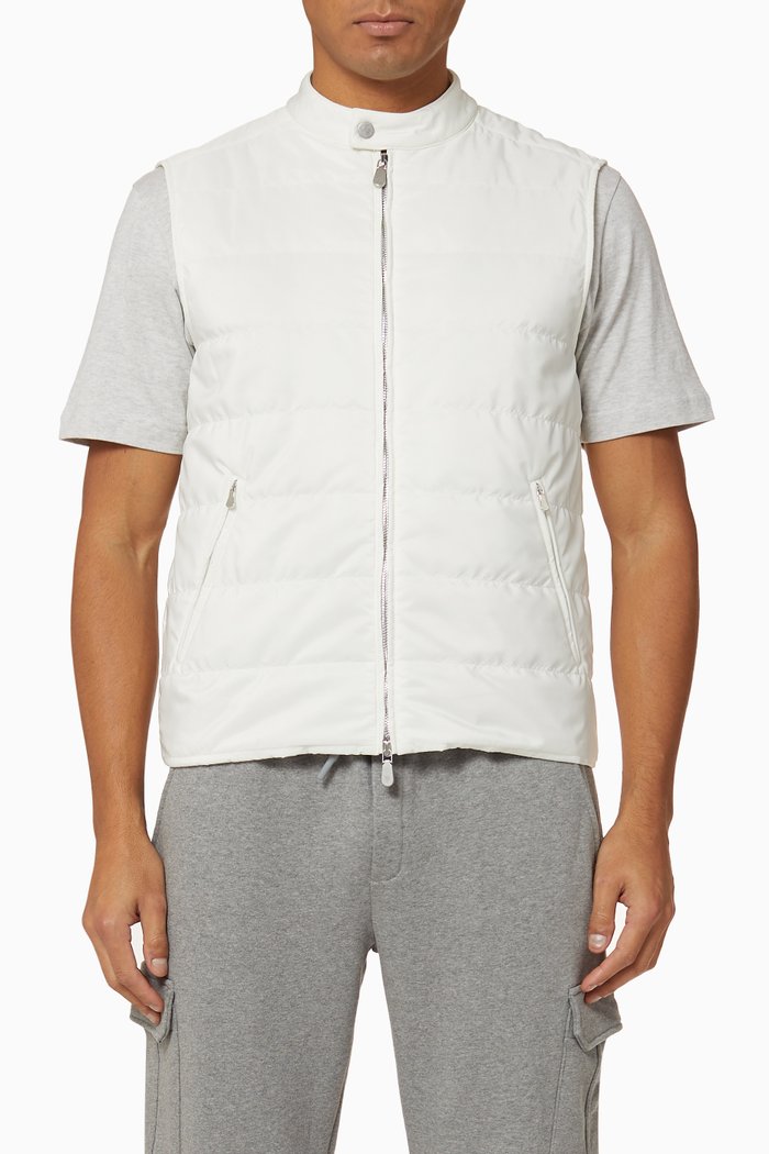 

Zip-front Padded Nylon Vest, White