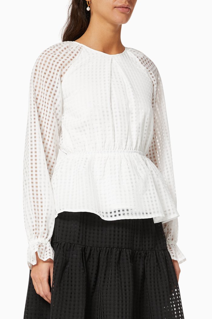 

Molise Check Blouse, White