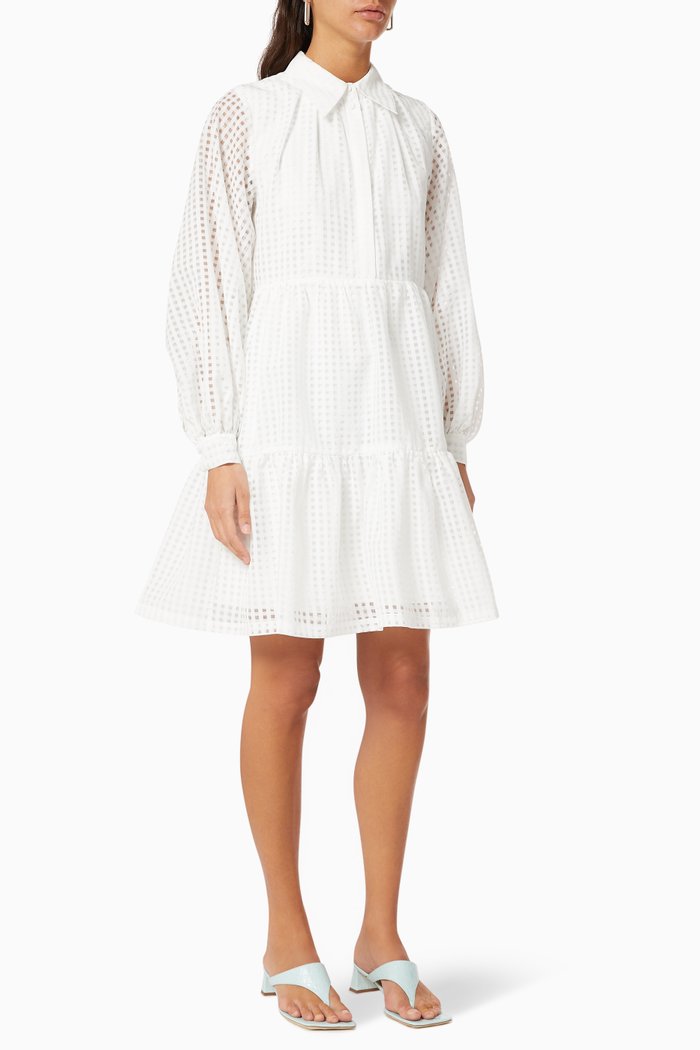 

Molise Check Tiered Dress, White