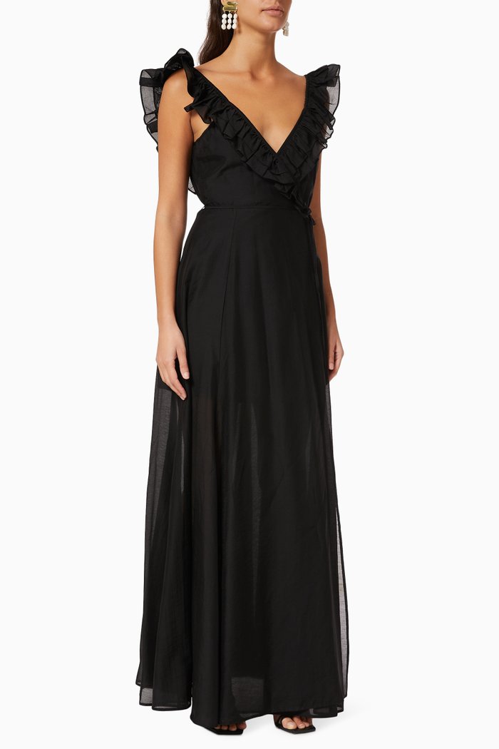 

Sonia Frill Wrap Dress, Black