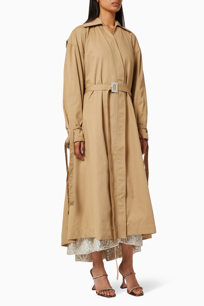 

Reversible Trench Coat With Sequin Lining, Neutral