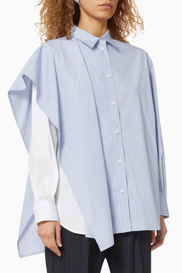 

Unbalanced Sleeve Blue Shirt