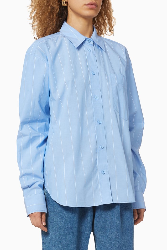 Layered Sleeve Shirt, Blue
