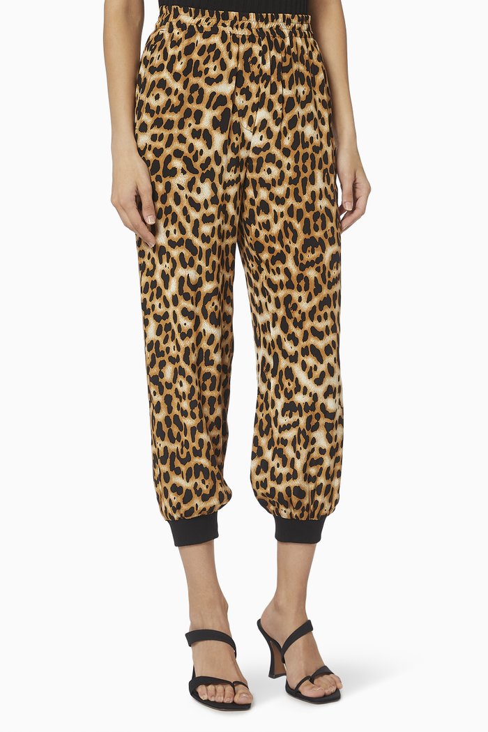 

Leopard Print Cropped Track Pants, Multicolour