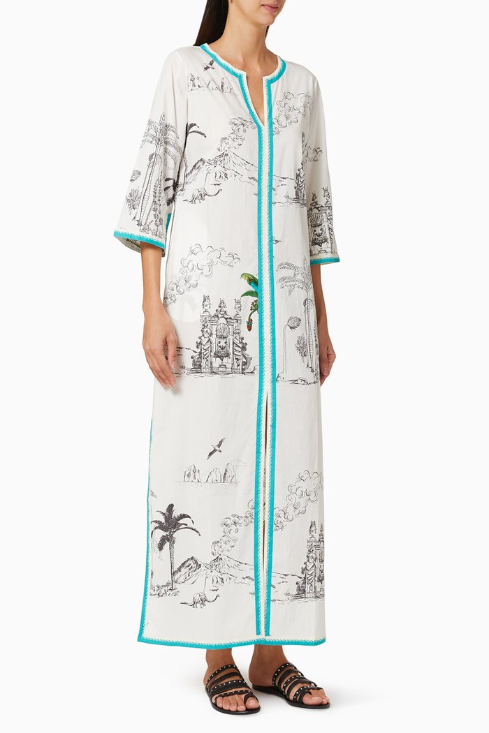 

Brenda Prehistoric Positano Kaftan, White