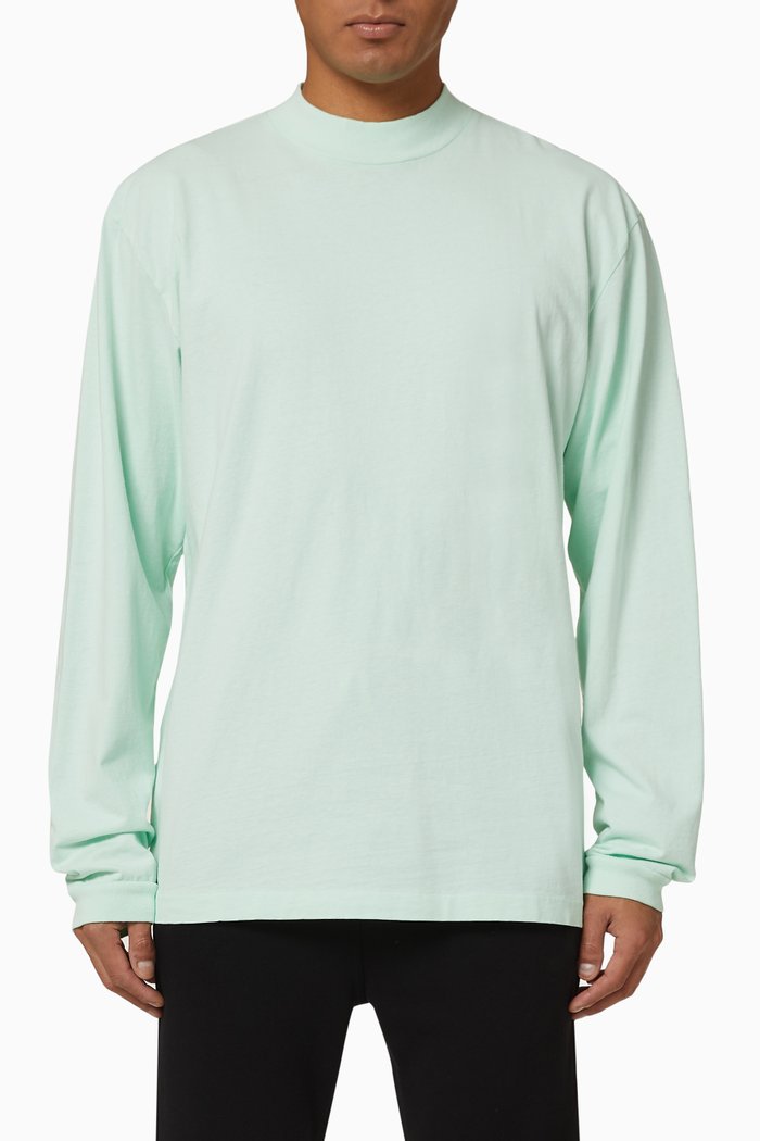 

900 Mock Neck Oversized Recycled Cotton T-Shirt, Blue