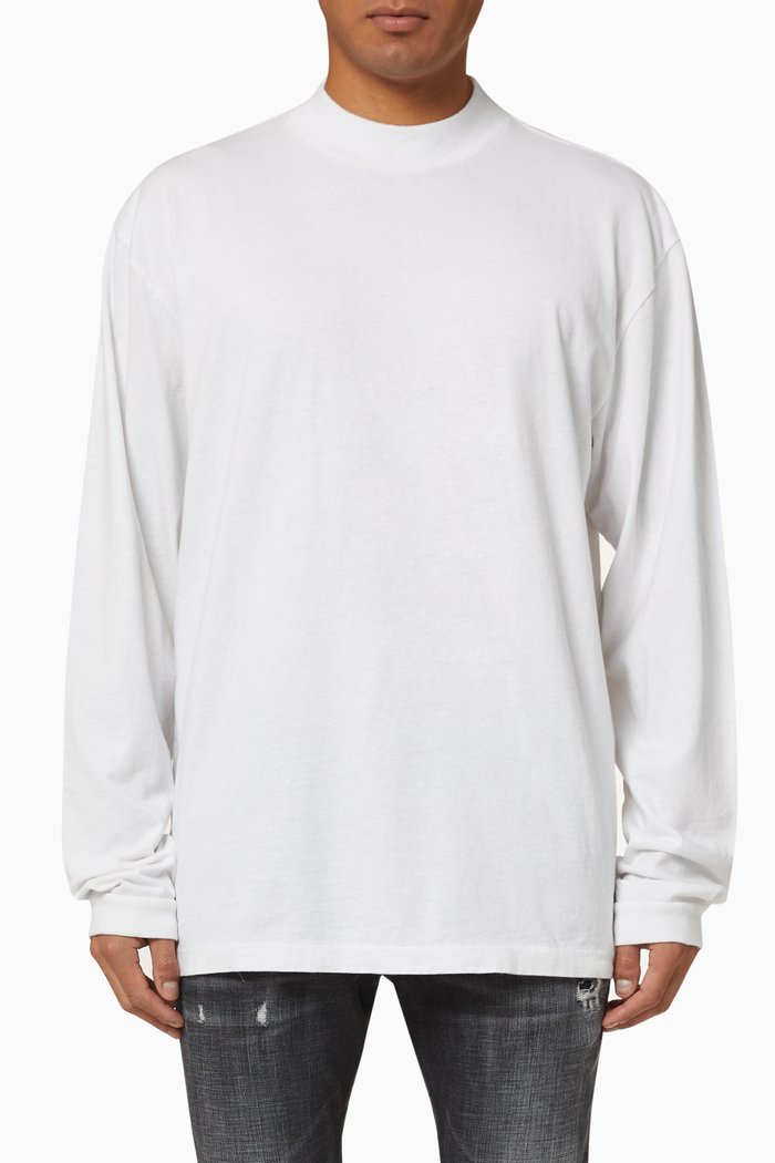 

900 Mock Neck Oversized Recycled Cotton T-Shirt, White