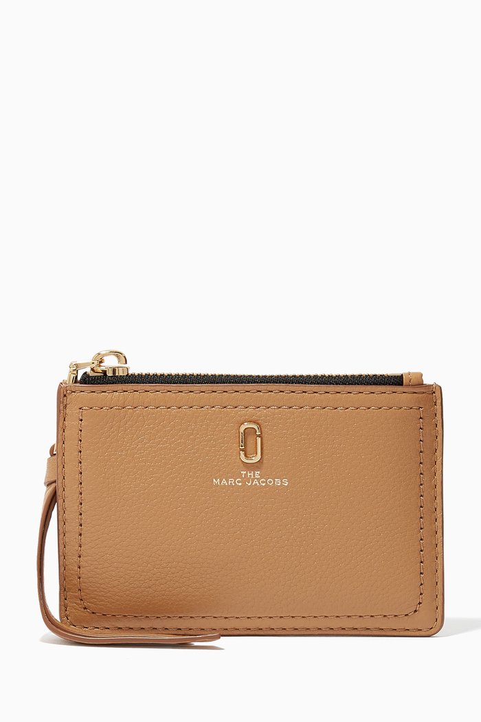 Softshot Top-Zip Wallet in Leather, Neutral