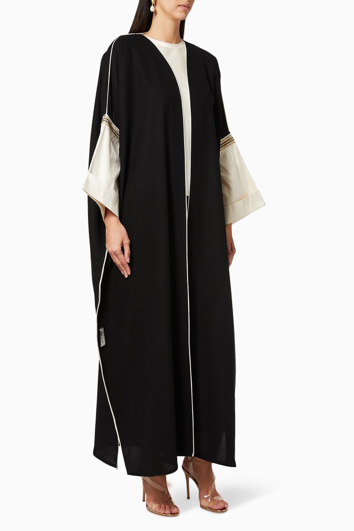 

Embroidered Silk Abaya, Black
