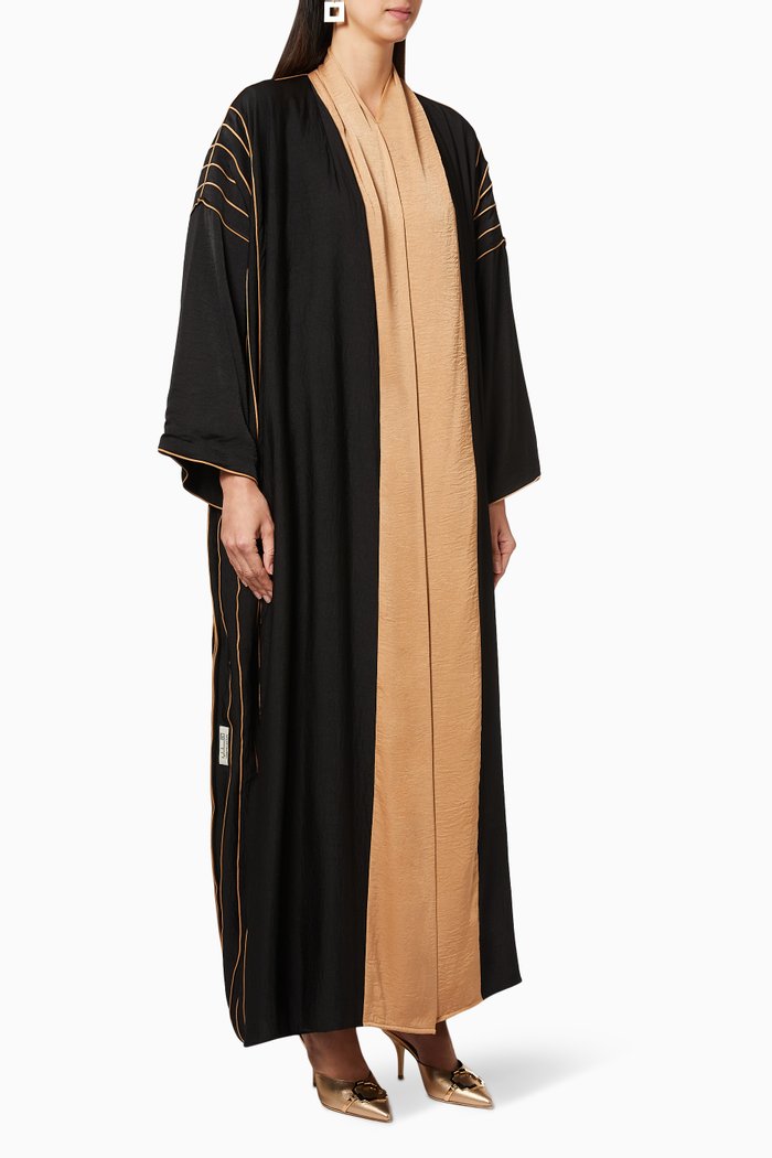

Two Tone Silk Abaya Set, Multicolour