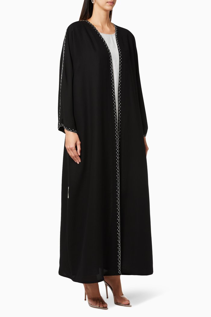 

Embroidered Crepe Abaya, Black