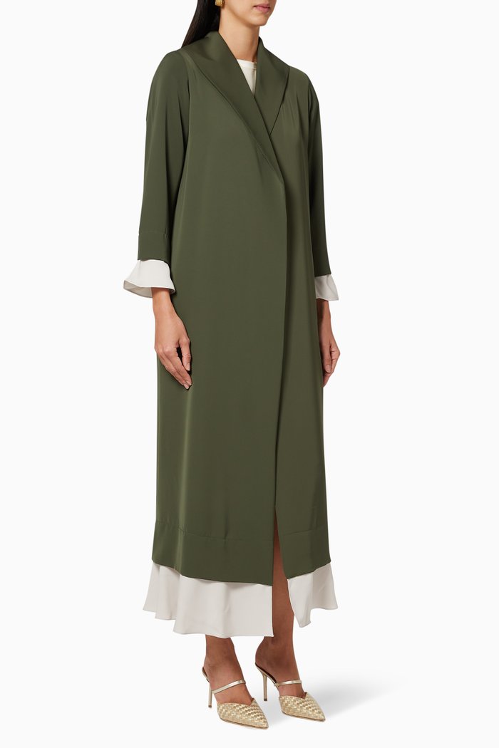 

Two Tone Coat Abaya, Green