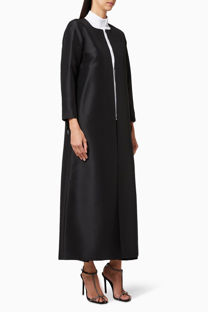 

Beaded Fringe Abaya, Black