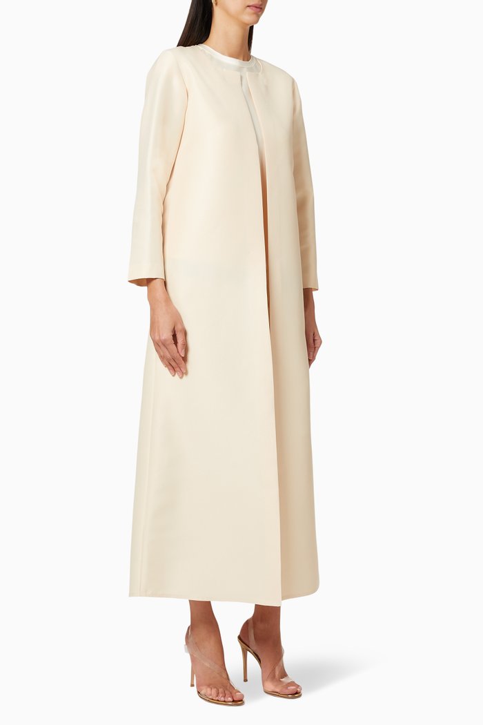 

Beaded Fringe Abaya, Neutral