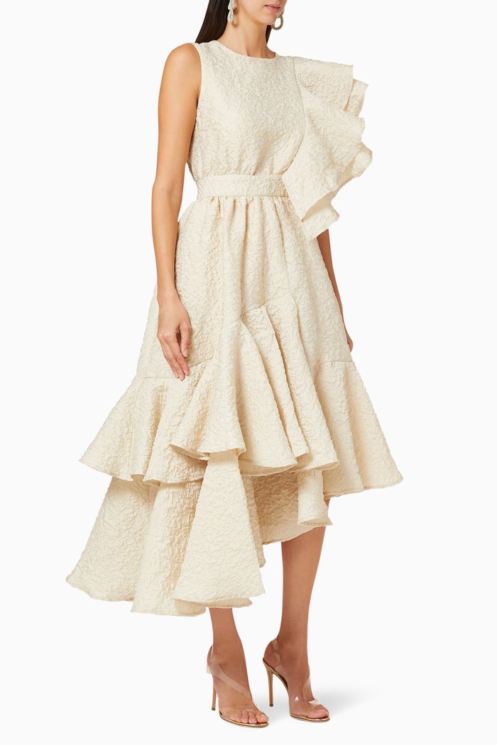 

Ruffled Tiered Dress, Neutral