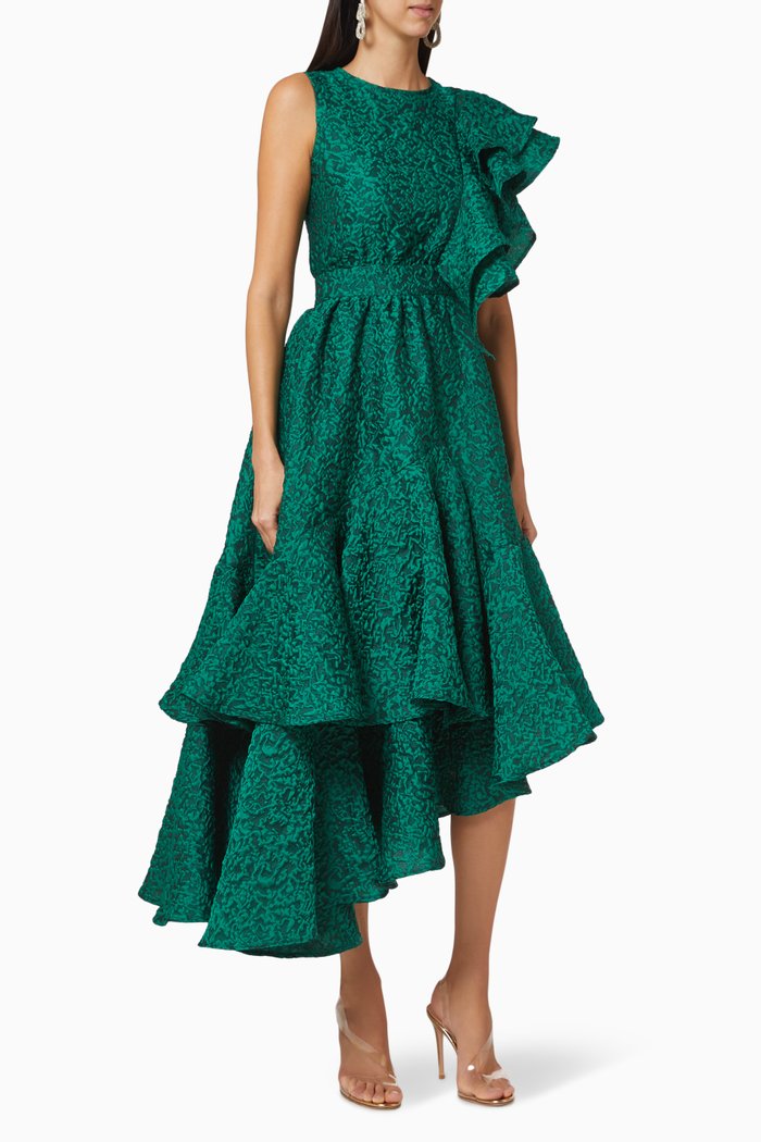

Ruffled Tiered Dress, Green