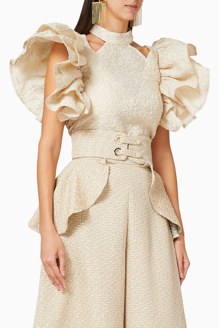 

Frill Textured Top, Neutral